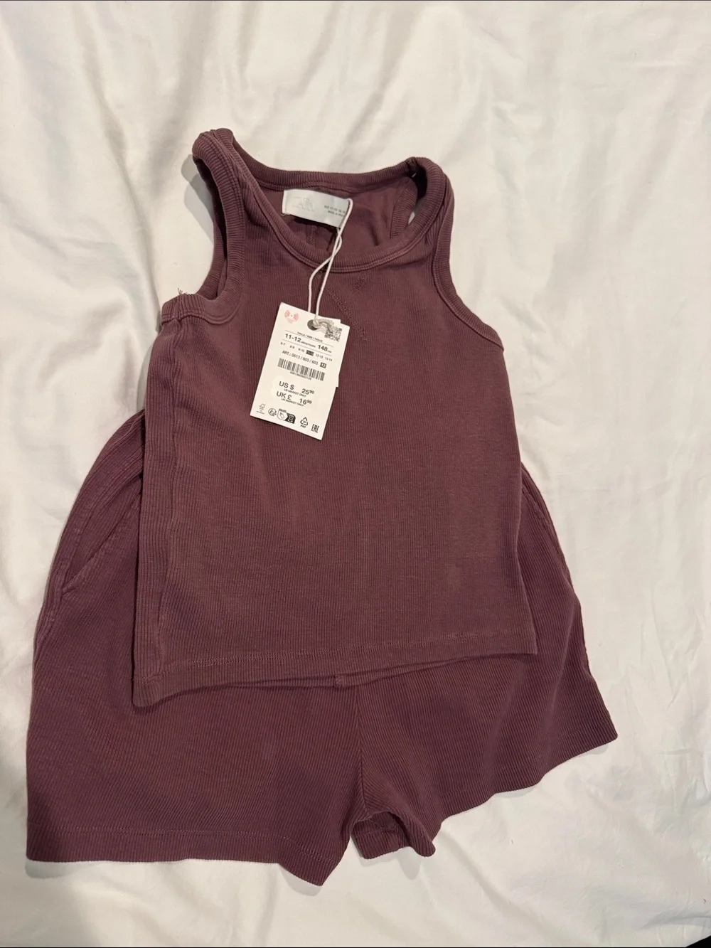 NWT Zara Kids Sleeveless Tank and Shorts Set - Plum